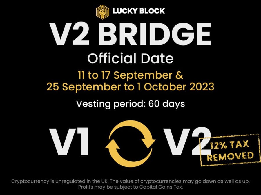 LBLOCK V2 토큰 이더리움 브리지, 9월 11일 재오픈 – 럭키블록 텔레그램 카지노 및 스포츠북 출시